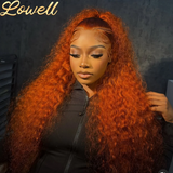 30Inch Orange Ginger Water Wave Lace Front Wigs 13x4 13x6 #350 Colored Wigs 100% Brazilian Human Hair Deep Curly Wigs 260Density