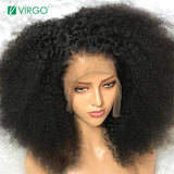 Afro Kinky Curly Wig Natural 1B Lace Front Human Hair